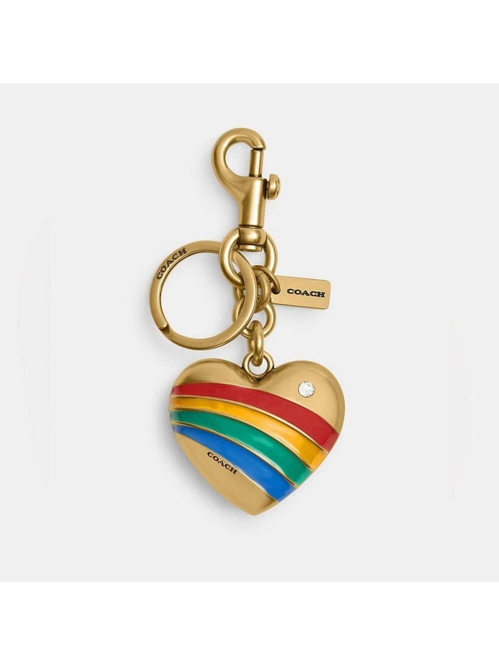 NEW Coach Rainbow Heart Bag Charm with Brass & Enamel Finish CAX71 NWT - Picture 2 of 8